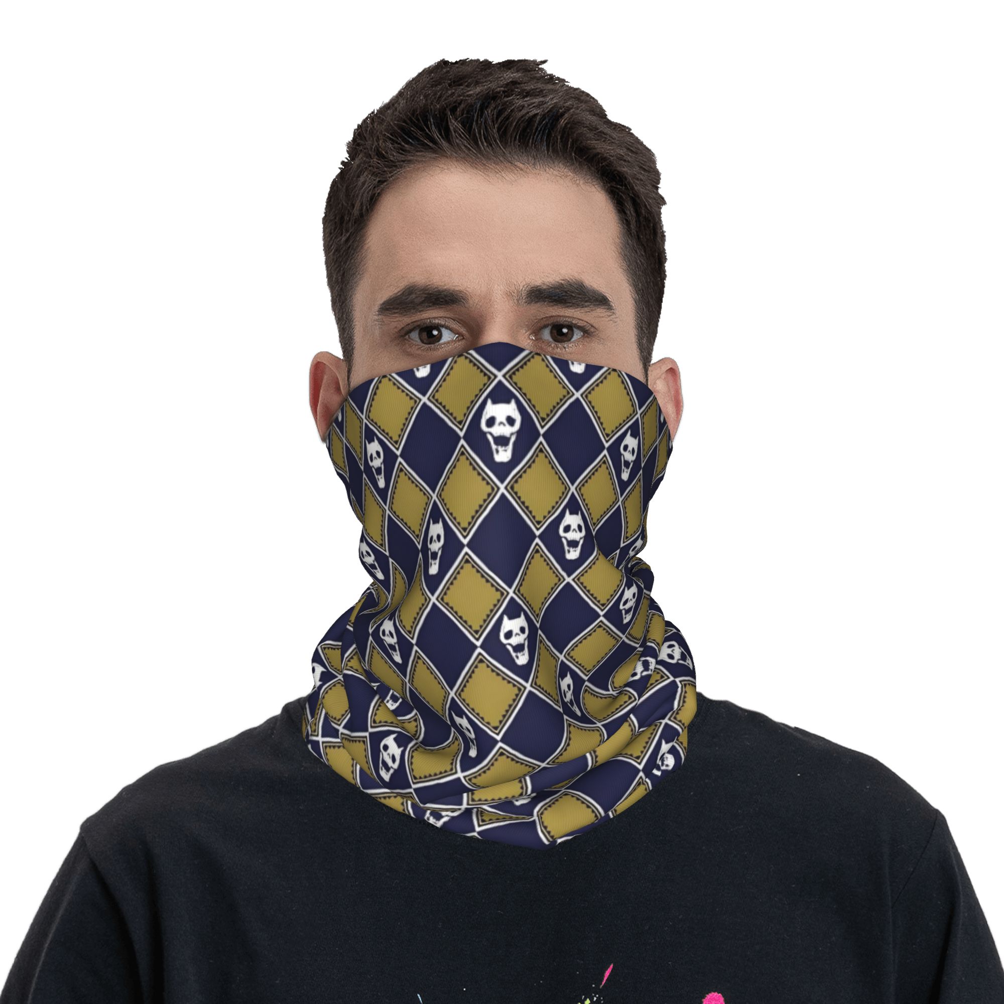 وشاح رقبة مخصص بتصميم جوجو ذهب - مراجعة Neck Gaiter Face Cover وسعره